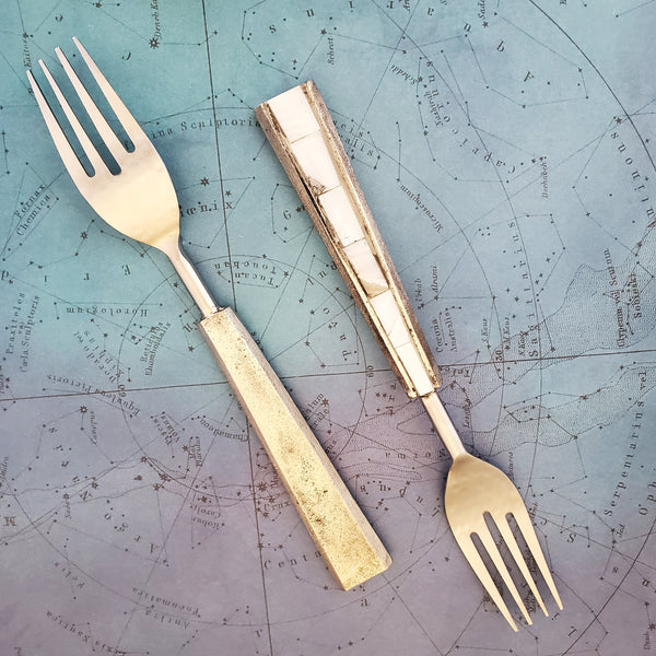 Mother of Pearl Inlay Wedding Cake Forks - Custom Wedding Gifts - Engraved Wedding Forks - Bride Groom Forks -Bridal Shower-Wedding Keepsake