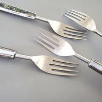 Mother of Pearl Inlay Wedding Cake Forks - Custom Wedding Gifts - Engraved Wedding Forks - Bride Groom Forks -Bridal Shower-Wedding Keepsake