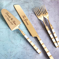 Custom Cake Serving Set - Wedding Cake Knife and Cake Server Set - Mother of Pearl Cake Cutting Set - Mirror Silver Finish