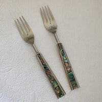 Personalized Wedding Cake Knife, Server and Fork Set -  Mother of Pearl Wedding Cake Knife set-Abalone Shell Wedding Cake Shovel & Cake Fork