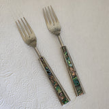 Personalized Wedding Cake Knife, Server and Fork Set -  Mother of Pearl Wedding Cake Knife set-Abalone Shell Wedding Cake Shovel & Cake Fork