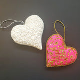 Christmas Decoration Heart Pink - Intricate Tree Decorations - Quilted Christmas Ornament -  Personalized Stocking Stuffer - Animal Ornament