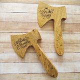 Personalized Wood Axe Spreader Set - Wood Cheese Knives Set - Laser Engraved Handmade Spreader Knives - Brass Inlay Handles - Gift Boxed