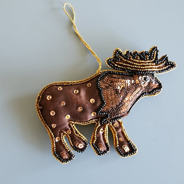 Christmas Decoration Moose - Tree Ornament - Tree Decorations - Quilted Christmas Ornament-Personalized Stocking Stuffer - Animal Ornament