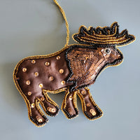Christmas Decoration Moose - Tree Ornament - Tree Decorations - Quilted Christmas Ornament-Personalized Stocking Stuffer - Animal Ornament