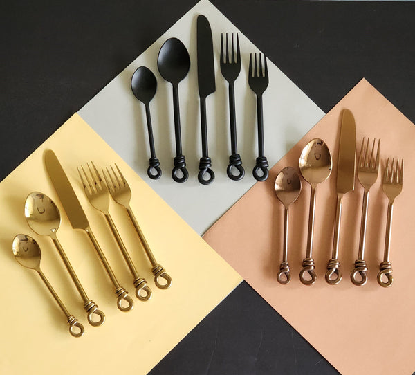 Personalized Cutlery Set - Knot Cutlery Set - 5 Piece Hostess Set - Twist Flatware Set - Handmade Silverware - Stainless Steel Cutlery