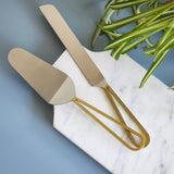 Personalized Wedding Cake Knife and Server Set - Gold Hand Hammered Handles - Wedding Gift - Wedding Cake Cutter -Gold Cake Server and Knife