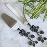 Black Wedding Cake Knife and Server Set - Custom Wedding Cake Cutter - Gothic Wedding Cake Knife Set -Custom Black Cake Server and Knife Set