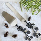 Black Wedding Cake Knife and Server Set - Custom Wedding Cake Cutter - Gothic Wedding Cake Knife Set -Custom Black Cake Server and Knife Set