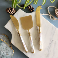 Mother of Pearl Cheese Knife Set - Personalized Cheese Set - Gold Cheese Knives - Charcuterie Board Essentials -Stocking filler -Bride Gifts