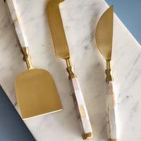 Mother of Pearl Cheese Knife Set - Personalized Cheese Set - Gold Cheese Knives - Charcuterie Board Essentials -Stocking filler -Bride Gifts