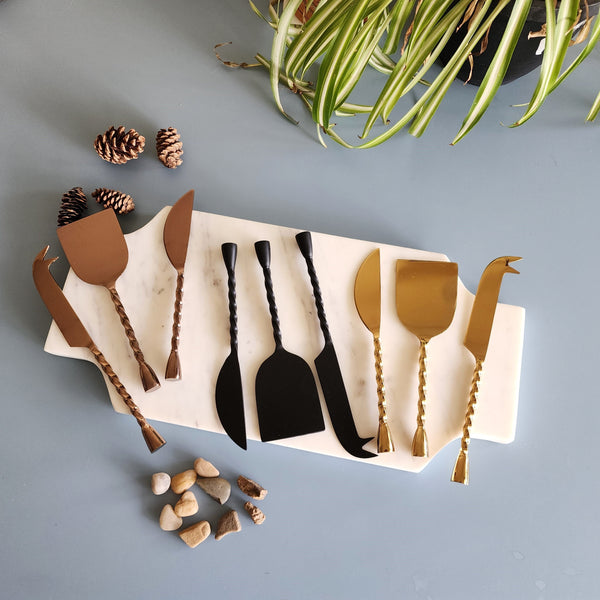Rose Gold Cheese Knife Set - Gold Cheese Knives - Black Charcuterie Tools -  Personalized Housewarming Gift - Wedding Gift - Christmas Gifts