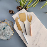 Gold Cheese Knife Set - Pastel Color Handles - Matte Gold Blades - Charcuterie Board Essentials -Stocking filler idea -Bridal Wedding Gifts