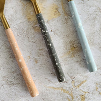Gold Cheese Knife Set - Pastel Color Handles - Matte Gold Blades - Charcuterie Board Essentials -Stocking filler idea -Bridal Wedding Gifts