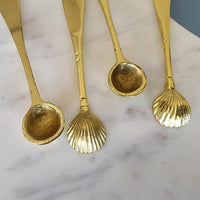 Personalized Sea-Shell Shape Cheese Knives Set - 4 piece Gold Spreader Set - Butter Knives - Rustic Spreader Knives - Handmade - Gift Boxed