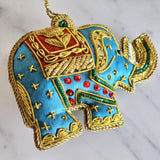 Christmas Decoration Elephant - Intricate Tree Decorations - Quilted Christmas Ornament -  Personalized Stocking Stuffer - Animal Ornament