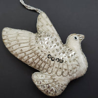 Christmas Decoration White Dove - Intricate Tree Decorations - Quilted Christmas Ornament -  Personalized Stocking Stuffer - Animal Ornament