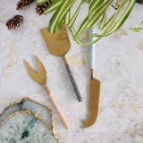 Gold Cheese Knife Set - Pastel Color Handles - Matte Gold Blades - Charcuterie Board Essentials -Stocking filler idea -Bridal Wedding Gifts