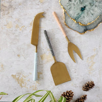 Gold Cheese Knife Set - Pastel Color Handles - Matte Gold Blades - Charcuterie Board Essentials -Stocking filler idea -Bridal Wedding Gifts