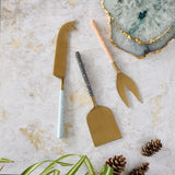 Gold Cheese Knife Set - Pastel Color Handles - Matte Gold Blades - Charcuterie Board Essentials -Stocking filler idea -Bridal Wedding Gifts