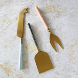 Gold Cheese Knife Set - Pastel Color Handles - Matte Gold Blades - Charcuterie Board Essentials -Stocking filler idea -Bridal Wedding Gifts