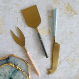 Gold Cheese Knife Set - Pastel Color Handles - Matte Gold Blades - Charcuterie Board Essentials -Stocking filler idea -Bridal Wedding Gifts