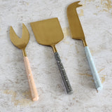 Gold Cheese Knife Set - Pastel Color Handles - Matte Gold Blades - Charcuterie Board Essentials -Stocking filler idea -Bridal Wedding Gifts