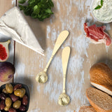 Personalized Sea-Shell Shape Cheese Knives Set - 4 piece Gold Spreader Set - Butter Knives - Rustic Spreader Knives - Handmade - Gift Boxed