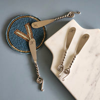 Personalized Twisted Handles Cheese Knives Set - Laser Engraved Handmade Spreader Knives - Rustic finish handles - Gift Boxed