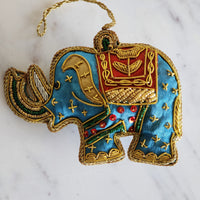 Christmas Decoration Elephant - Intricate Tree Decorations - Quilted Christmas Ornament -  Personalized Stocking Stuffer - Animal Ornament