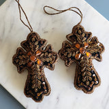 Christmas Dcor - Bronze Cross - Intricate Tree Decorations - Quilted Christmas Ornament -  Personalized Stocking Stuffer - Animal Ornament
