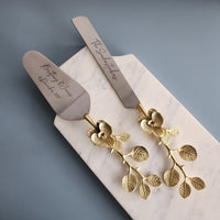 Luxurious Gold Wedding Cake Knife and Server Set - Custom Wedding Cake Cutter -Gothic Wedding Cake Knife Set -Gold Cake Server and Knife Set