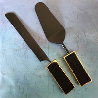Black Wedding Cake Knife Set - Personalized Wedding Cake Cutter - Engraved Cake Server Set - Custom Wedding Gift - Gothic Wedding Cake Knife