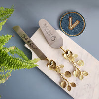 Luxurious Gold Wedding Cake Knife and Server Set - Custom Wedding Cake Cutter -Gothic Wedding Cake Knife Set -Gold Cake Server and Knife Set