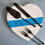 Black Wedding Cake Knife, Server and Fork Set -  Personalized Wedding Cake Knife, Cake Shovel & Cake Fork Set - Black Matte or Glossy Finish