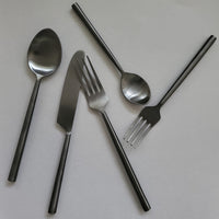 5 Piece Black Flatware/Silverware/Cutlery/Hostess Set for 1 - High Quality PVD Finish - Housewarming Gift - Artisan Handmade