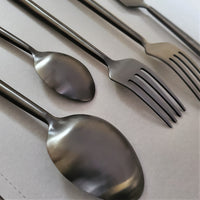 5 Piece Black Flatware/Silverware/Cutlery/Hostess Set for 1 - High Quality PVD Finish - Housewarming Gift - Artisan Handmade
