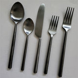 5 Piece Black Flatware/Silverware/Cutlery/Hostess Set for 1 - High Quality PVD Finish - Housewarming Gift - Artisan Handmade