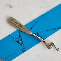 Personalized Twisted Handles Cheese Knives Set - Laser Engraved Handmade Spreader Knives - Rustic finish handles - Gift Boxed